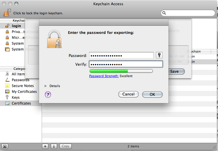 keychain password