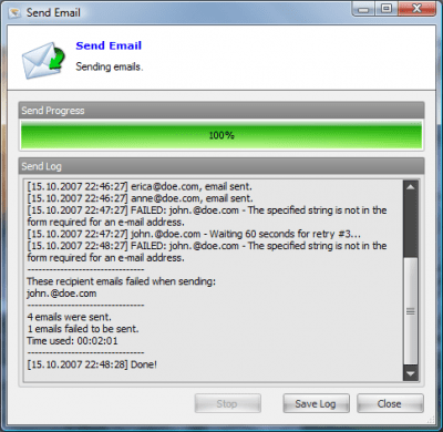 Screenshot of the application Email Sender Deluxe - #2