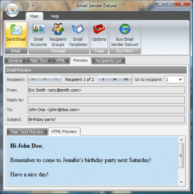 Screenshot of the application Email Sender Deluxe - #3