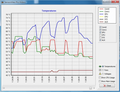 Screenshot of the application SensorsView Pro - #2