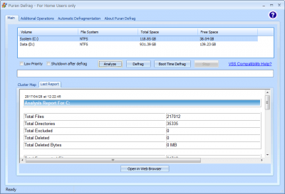 Screenshot of the application Puran Defrag - #2
