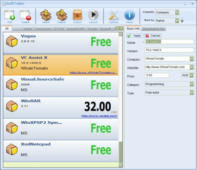 Screenshot of the application SoftTidier - #2