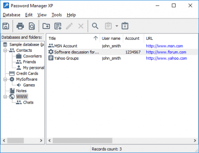 Screenshot of the application Password Manager XP - #3