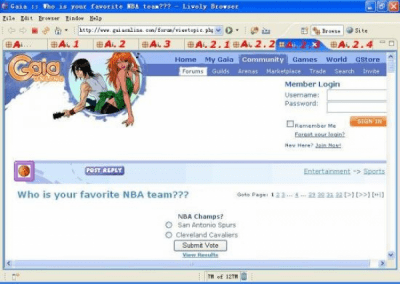Screenshot of the application Lively Browser - #2