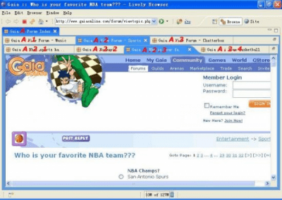 Screenshot of the application Lively Browser - #3