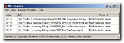 Screenshot of the application URL Snooper - #2