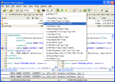 Screenshot of the application Active File Compare - #2