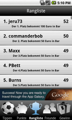 Screenshot of the application Fussball Tippspiel - #4
