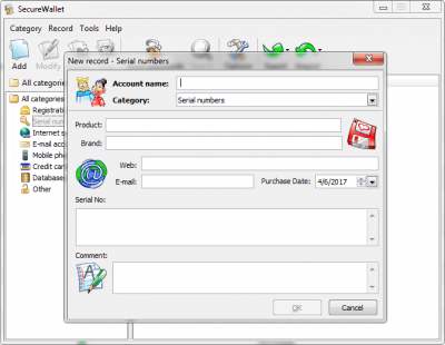 Screenshot of the application SecureWallet - #3