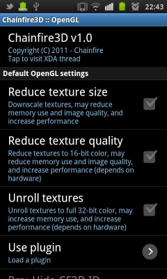 Screenshot of the application [root] Chainfire3D - #2
