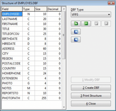 Screenshot of the application Free DBF Viewer - #3