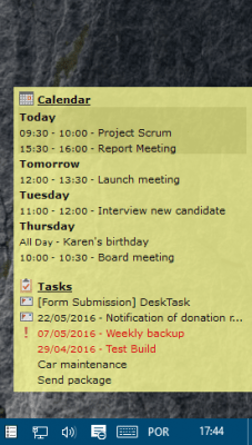 Screenshot of the application DeskTask - #2