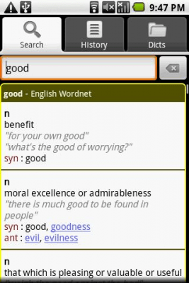 Screenshot of the application English Thesaurus Dictionary - #2