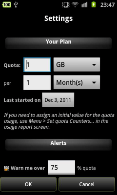 Screenshot of the application 3G Watchdog - Data Usage - #7
