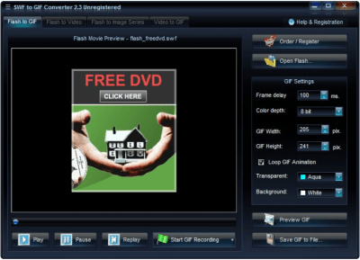 Screenshot of the application SWF to GIF Converter - #2