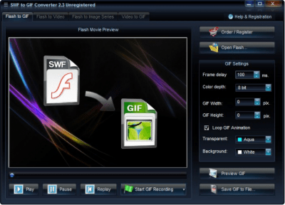 Screenshot of the application SWF to GIF Converter - #3