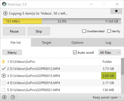 Screenshot of the application TeraCopy - #2