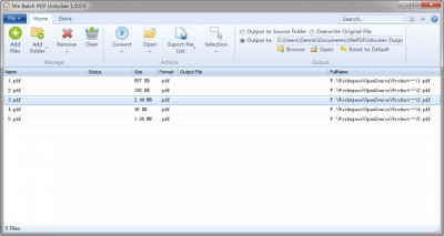 Screenshot of the application We Batch PDF Unlocker - #2