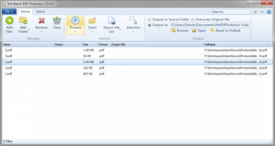 Screenshot of the application We Batch PDF Protector - #2