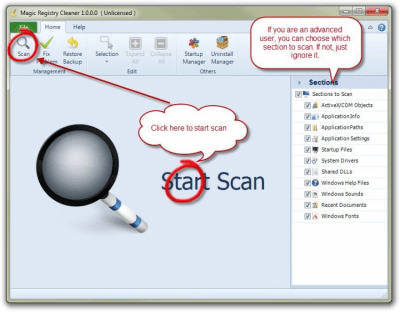Screenshot of the application Magic Registry Cleaner - #2