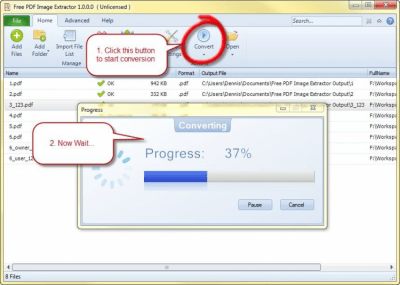 Screenshot of the application PDF Image Extractor - #2