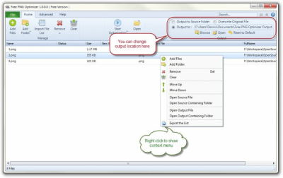 Screenshot of the application Free PNG Optimizer - #2