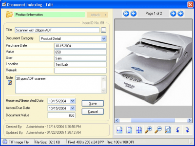 Screenshot of the application DocuCabinet - #2