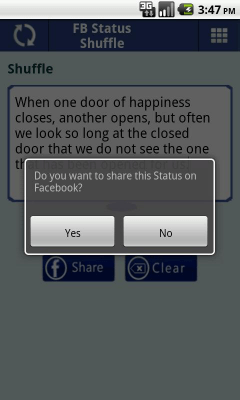 Screenshot of the application FB Status Shuffle - #3