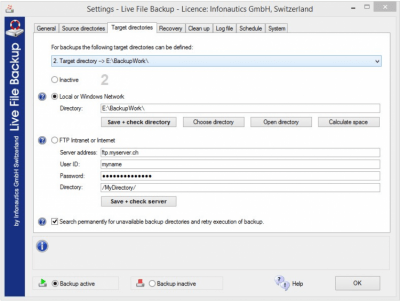 Screenshot of the application Live File Backup - #5