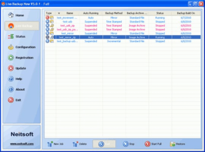 Screenshot of the application Live Backup Now - #2