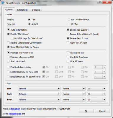 Screenshot of the application ResophNotes Portable - #5
