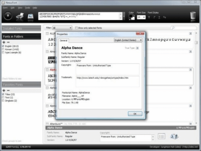 Screenshot of the application NexusFont - #2