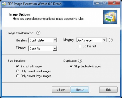 Screenshot of the application PDF Image Extraction Wizard Portable - #4