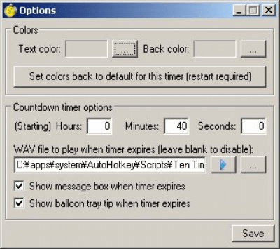 Screenshot of the application Ten Timer - #2