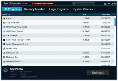 Screenshot of the application Anvi Uninstaller - #2
