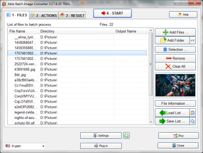 Screenshot of the application Able Batch Converter - #2