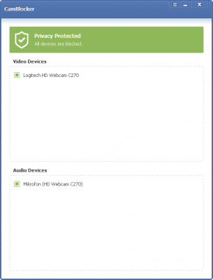 Screenshot of the application CamBlocker - #2