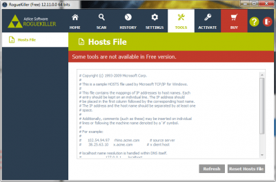 Screenshot of the application RogueKiller - #5