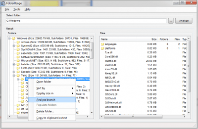 Screenshot of the application FolderUsage - #2