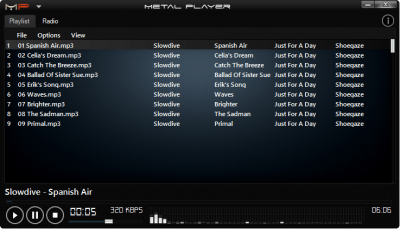 Screenshot of the application Metal Player - #3
