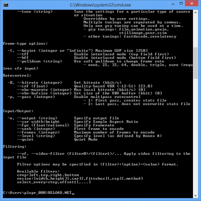 Screenshot of the application x264 - #2