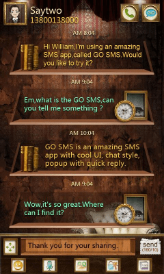 Screenshot of the application GO SMS Pro PCastle ThemeEX - #2