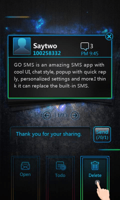 Screenshot of the application GO SMS Pro OpticalCard Pop Thx - #4