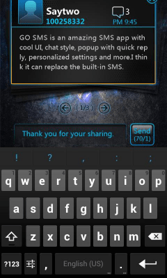 Screenshot of the application GO SMS Pro OpticalCard Pop Thx - #6