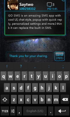 Screenshot of the application GO SMS Pro OpticalCard Pop Thx - #7
