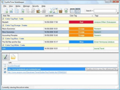 Screenshot of the application FruitfulTime NoteKeeper - #2