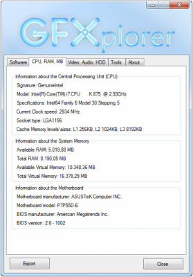 Screenshot of the application GFXplorer - #2