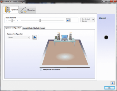 Screenshot of the application Realtek HD Audio Codec Driver - #2