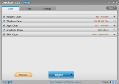 Screenshot of the application JetClean - #3