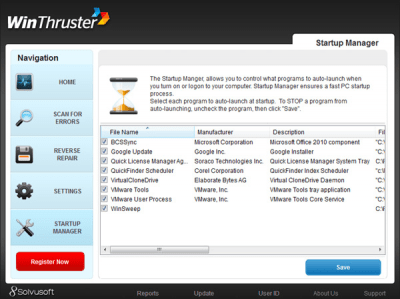 Screenshot of the application WinThruster - #2
